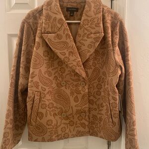 Halogen Tan Paisley Pea Coat